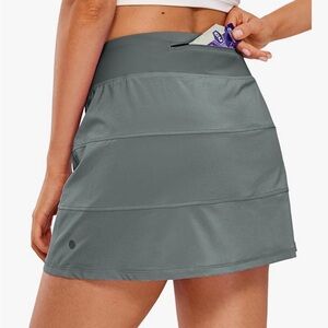 CRZ YOGA High Waisted A line Golf Skirts- Sage Grey
